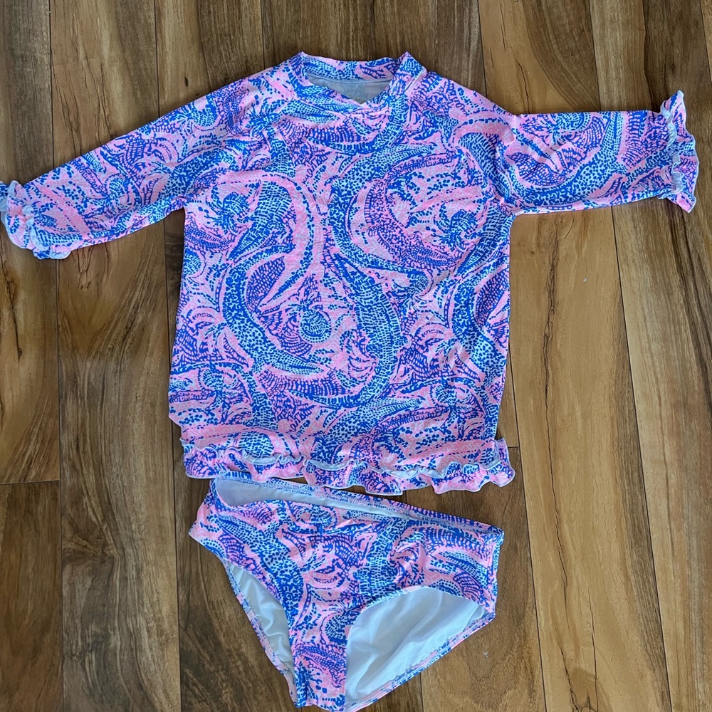 Lilly Pulitzer Two Piece Rashguard Set UPG 50+ Girls Size 14